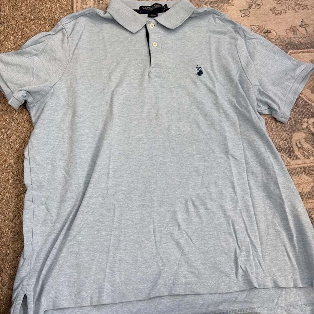 U.S. Polo Assn. Luxury Feel Men's Light Blue Heather Polo Shirt Size XL